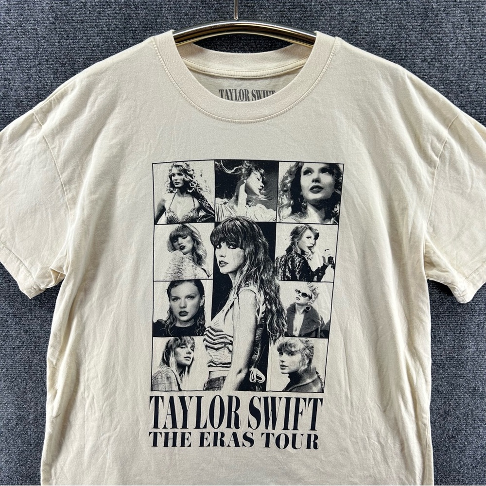 NWOT Taylor Swift The Eras Tour Official T-Shirt Beige/Black Large 2023 US Dates